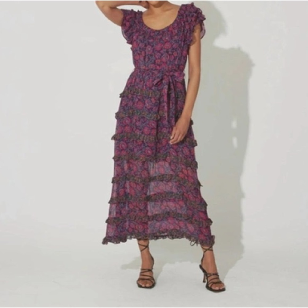 Cleobella Milana Ankle Dress in Bordeaux- XS